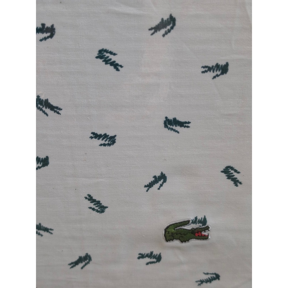 Lacoste Cal King 4pc Sheet Set 100% Cotton Percale Doodle Croc White Dark Green